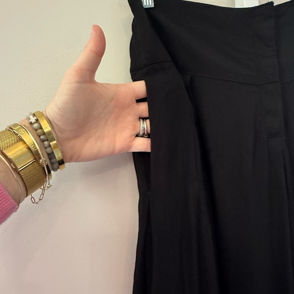 Vix By Paula Hermanny Black Wide Leg Pants Side Slit Flowy Gauze Small Highwaist - Picture 12 of 14